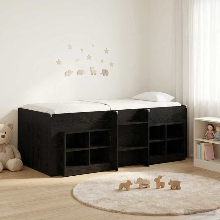 Cadru de pat loft cu sertar 3 buc. Stejar Negru Lemn compozit - WALTI WALTI