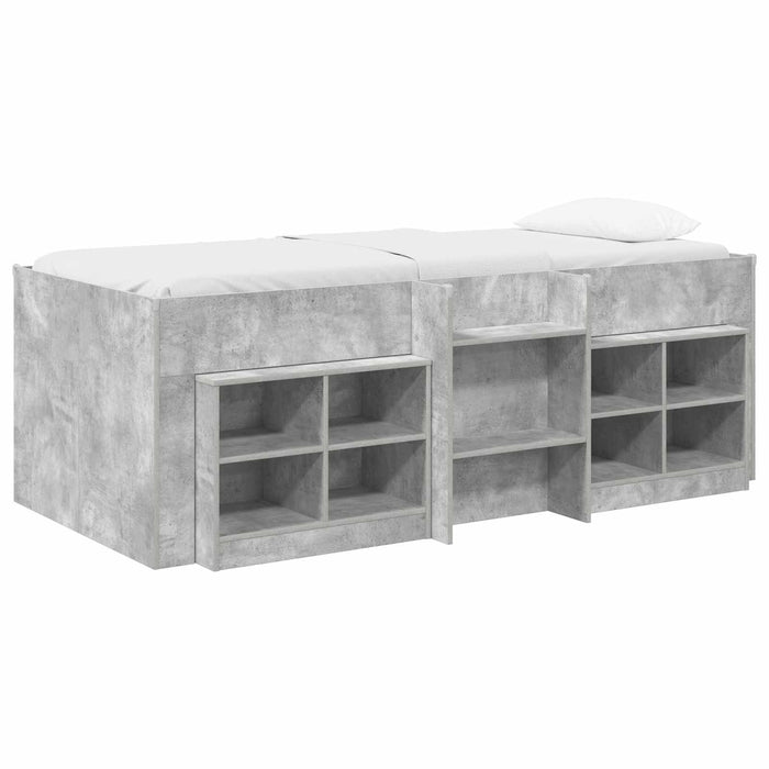Cadru de pat loft cu sertar 3 buc. Gri Beton Lemn compozit - WALTI WALTI