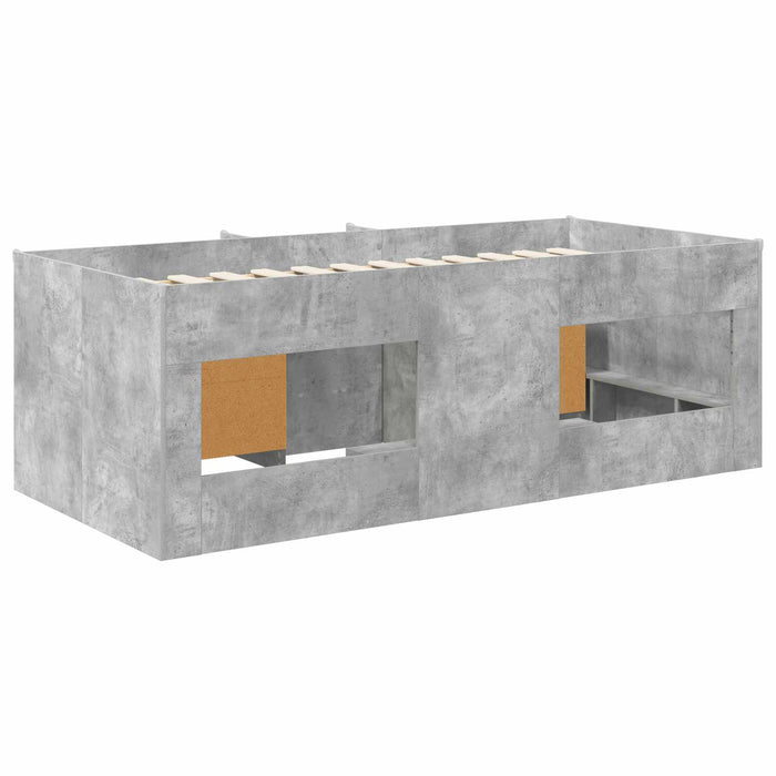 Cadru de pat loft cu sertar 3 buc. Gri Beton Lemn compozit - WALTI WALTI