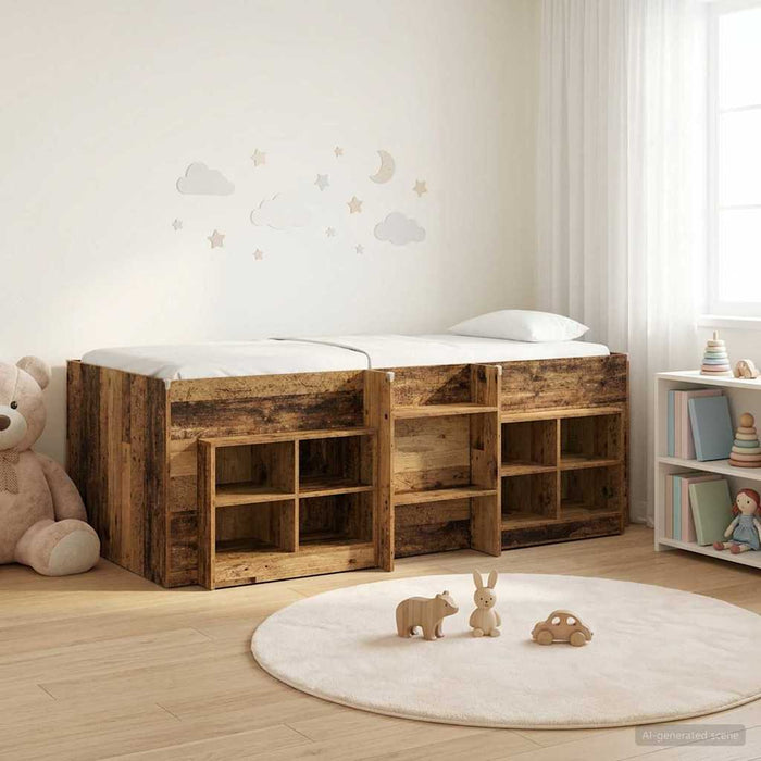 Cadru de pat loft cu sertar 3 buc. Lemn vechi Lemn compozit - WALTI WALTI