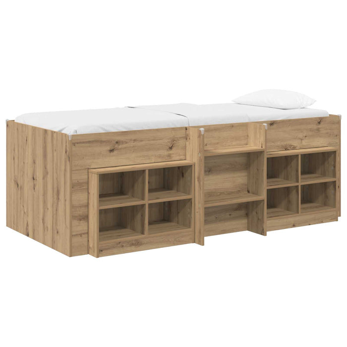 Cadru de pat loft cu sertar cu raft 3 buc. Stejar Artizanal - WALTI WALTI