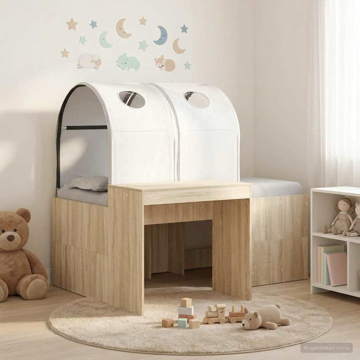 Pat cu Tunel 3 buc. Stejar artisanal și alb Lemn prelucrat WALTI