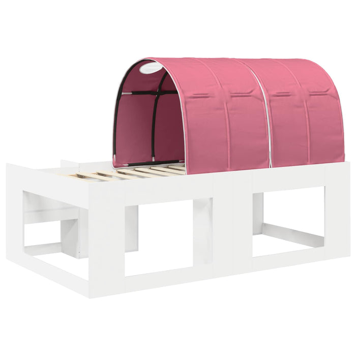 Cadru de pat cu tunel cu raft 3 pcs Alb și roz Lemn prelucrat WALTI
