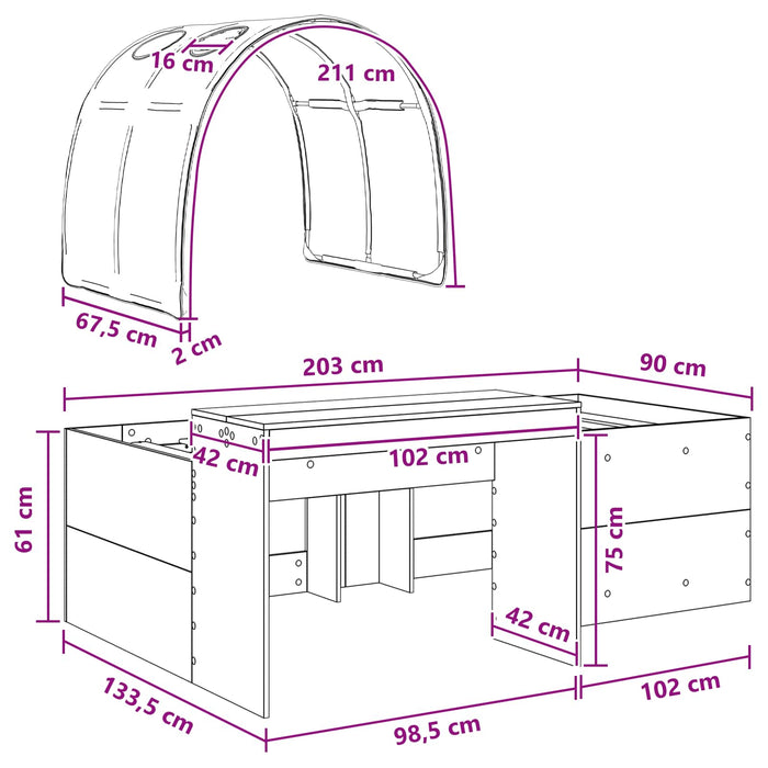 Pat cu tunel 4 pcs Stejar artisanal și albastru deschis - WALTI WALTI