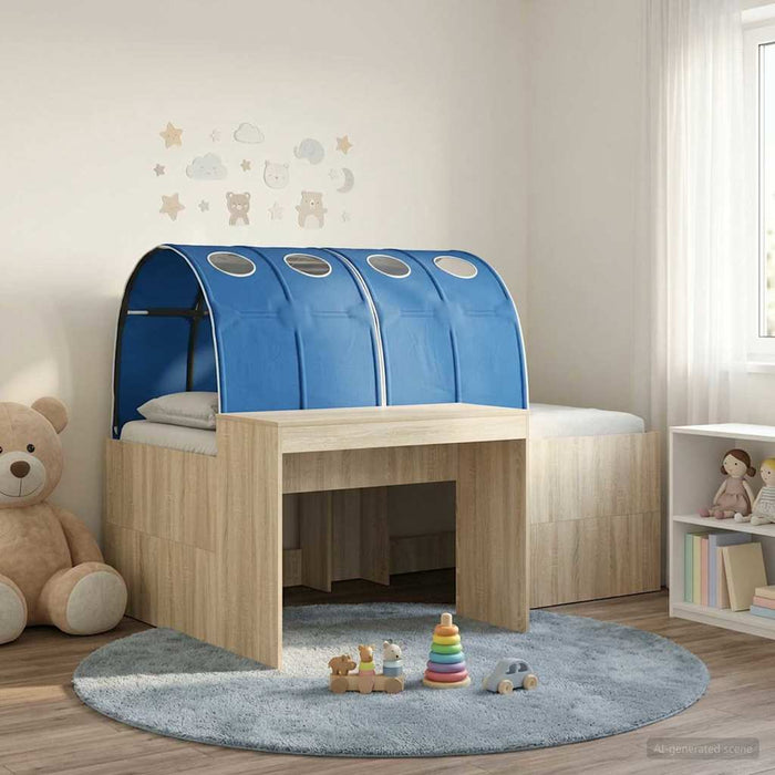 Pat cu tunel 3 buc. Stejar artisanal și albastru Lemn prelucrat WALTI