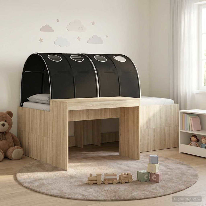 Pat cu tunel 3 buc. Stejar artisanal și negru Lemn prelucrat WALTI