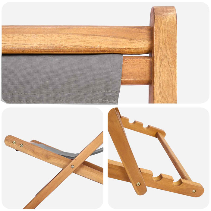 Scaun de plajă Gri deschis Lemn solid de tec - WALTI WALTI
