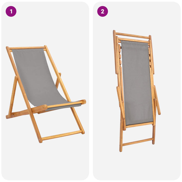 Scaun de plajă Gri deschis Lemn solid de tec - WALTI WALTI