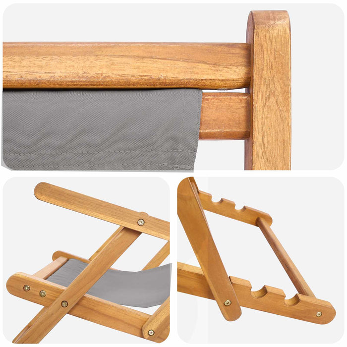 Scaun de plajă Gri deschis Lemn solid de tec - WALTI WALTI