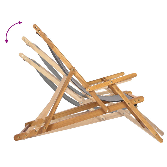 Scaun de plajă Gri deschis Lemn solid de tec - WALTI WALTI