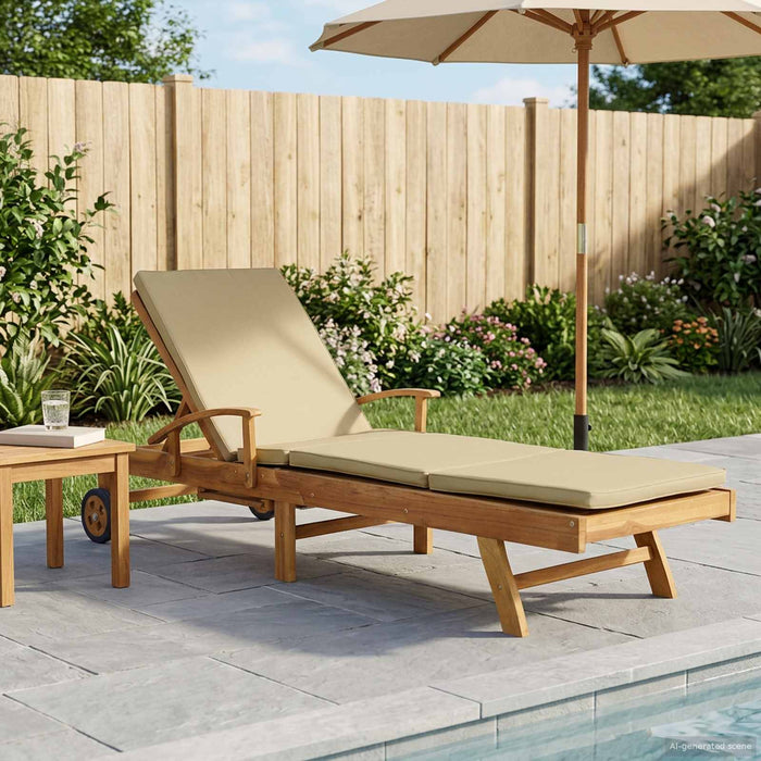 Șezlong cu perină 100% poliester solid-teak WALTI