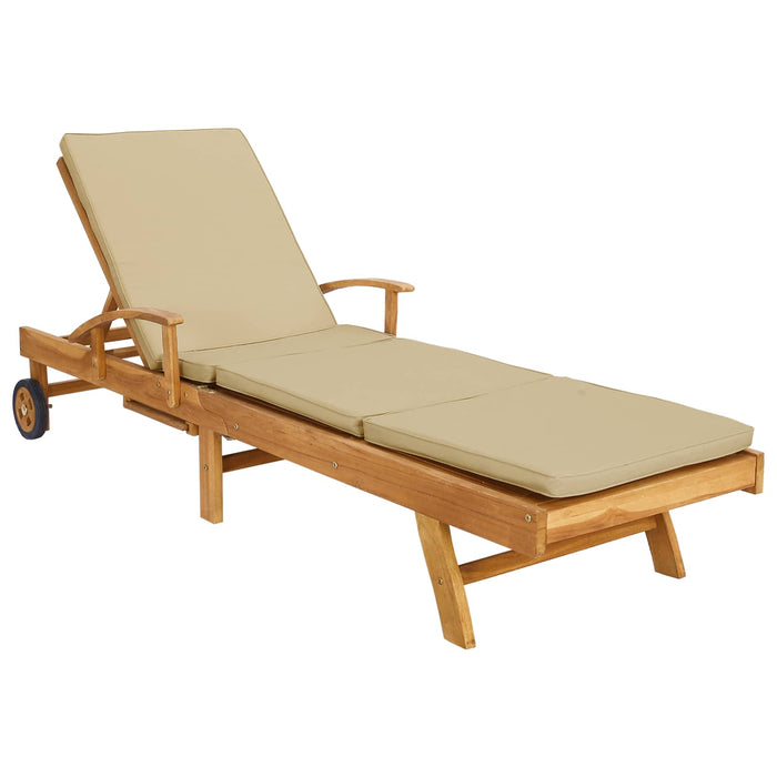 Șezlong cu perină 100% poliester solid-teak WALTI