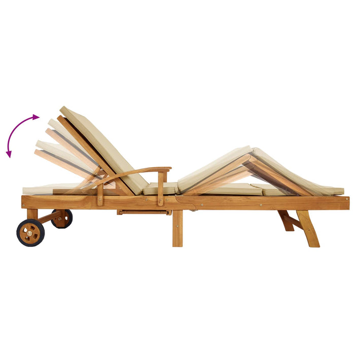 Șezlong cu perină 100% poliester solid-teak WALTI