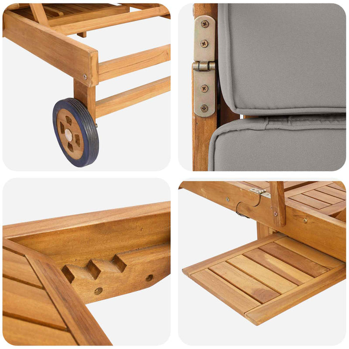 Șezlong cu perină 100% poliester solid-teak WALTI