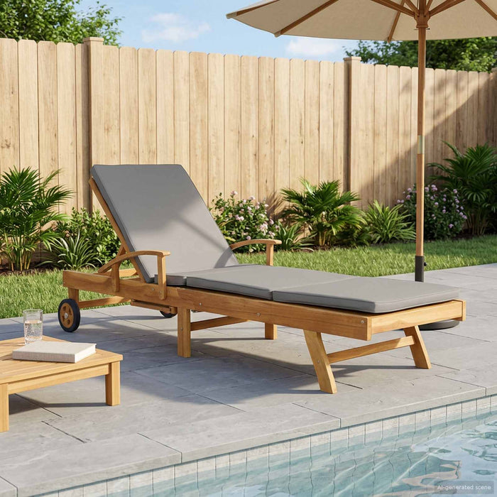 Șezlong cu perină 100% poliester solid-teak WALTI