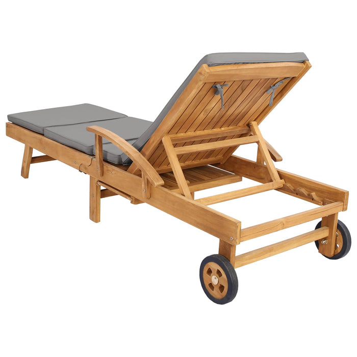 Șezlong cu perină 100% poliester solid-teak WALTI