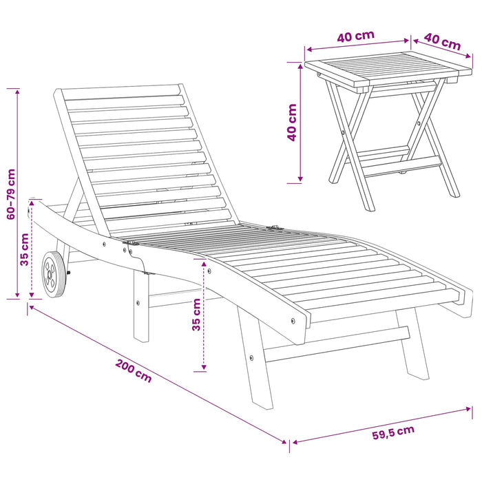 Șezlong 2 pcs Maro Lemn solid de tec WALTI