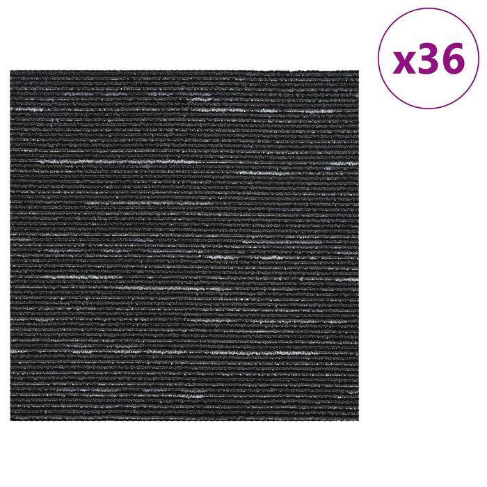 Placă de carpetă Dungi Negre 50 x 50 cm 36 pcs PP și bitum - WALTI WALTI