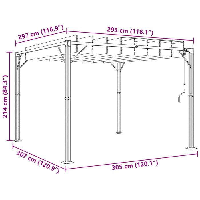 Gazebo cu acoperiș mobil Verde 3 x 3 x 2,14 m - WALTI WALTI