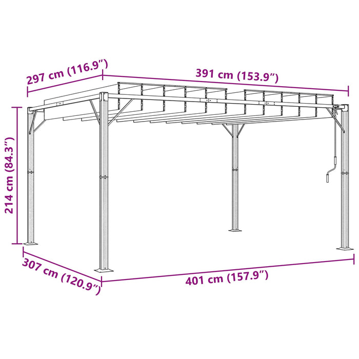 Gazebo cu acoperiș mobil Verde 3 x 4 x 2,14 m - WALTI WALTI