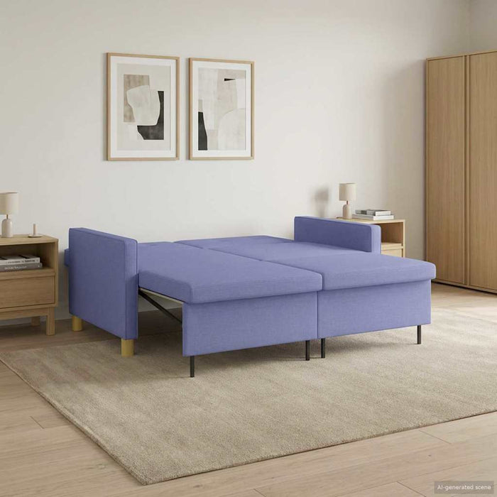 Canapea extensibilă Albastru Jeans Țesătură - WALTI WALTI