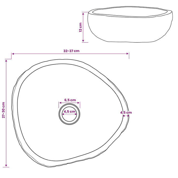 Chiuvetă Oval Gri (32-37) x (27-30) x 12 cm Pietriș de Râu WALTI