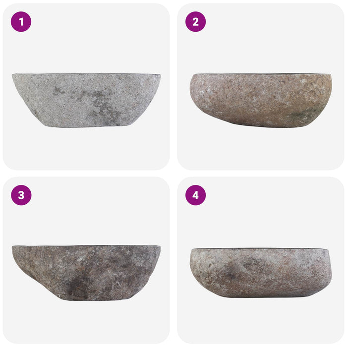 Chiuvetă Oval Gri (32-37) x (27-30) x 12 cm Pietriș de Râu WALTI