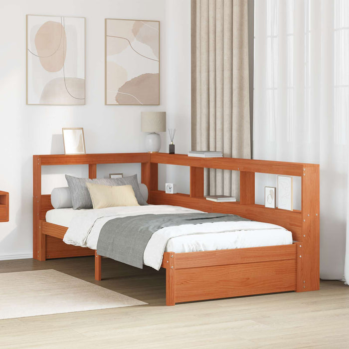 Pat bibliotecă cu headboard cu depozitare Lemn de pin masiv WALTI