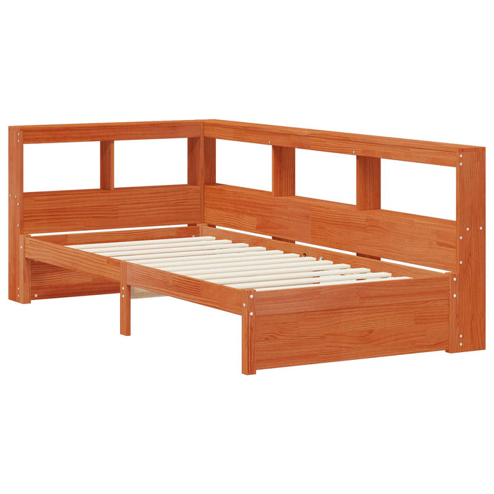 Pat bibliotecă cu headboard cu depozitare Lemn de pin masiv WALTI
