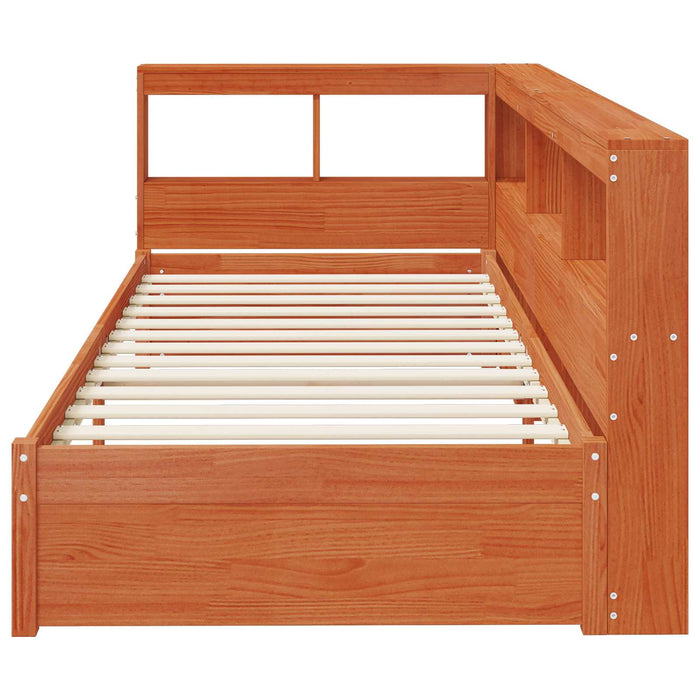 Pat bibliotecă cu headboard cu depozitare Lemn de pin masiv WALTI