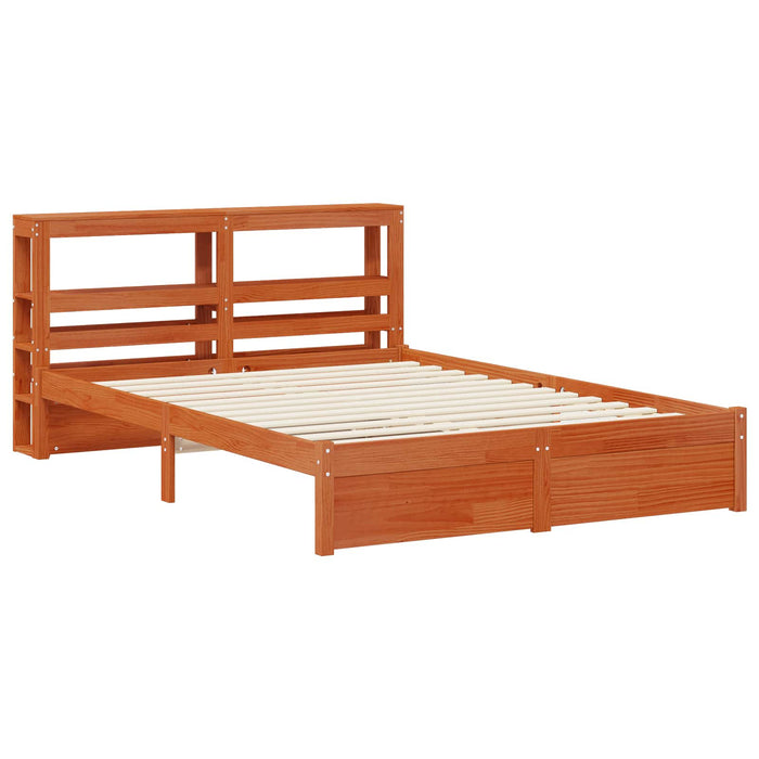 Cadru de pat cu headboard Maroniu cerat Lemn de pin masiv - WALTI WALTI
