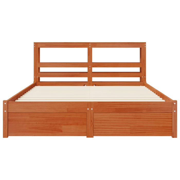 Cadru de pat cu headboard Maroniu cerat Lemn de pin masiv - WALTI WALTI