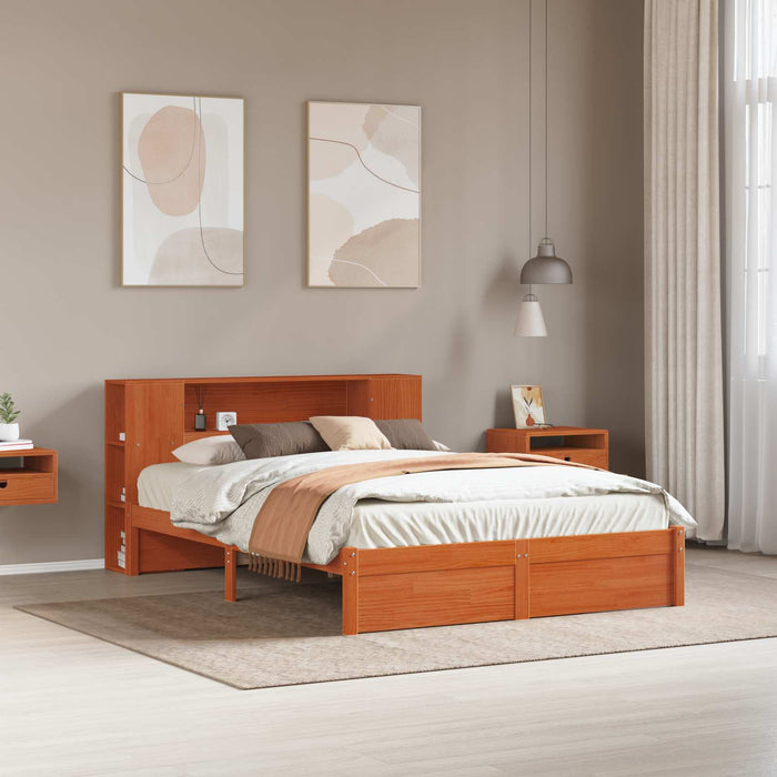 Cadru de pat cu tablie de depozitare Maroniu cerat 140 x 190 cm - WALTI WALTI