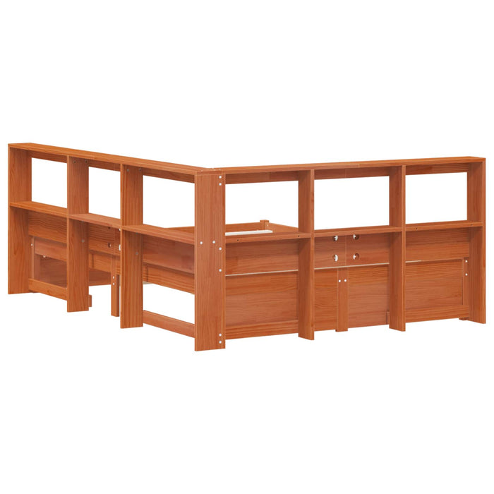 Pat bibliotecă cu headboard cu depozitare Lemn de pin masiv WALTI