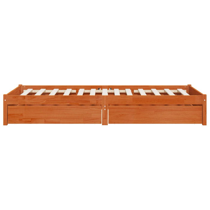 Cadru de pat cu sertar 3 pcs Maroniu cerat Lemn de pin - WALTI WALTI