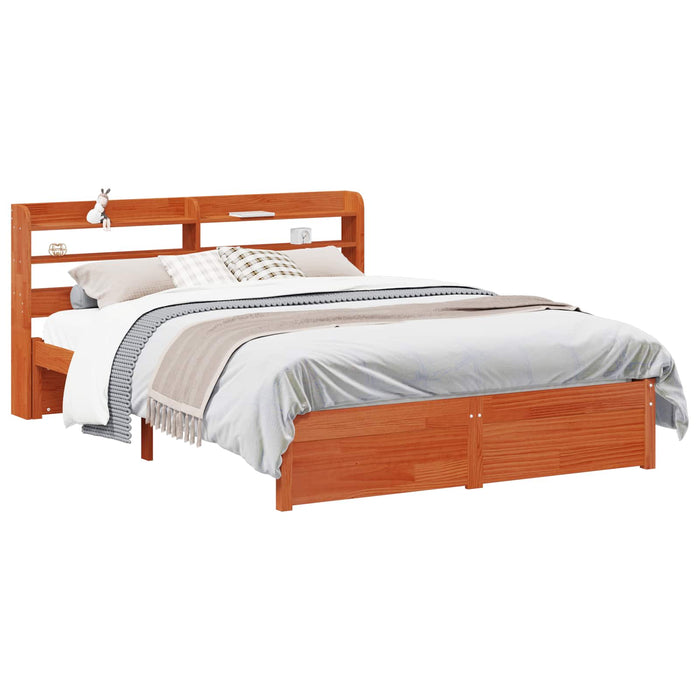 Cadru de pat cu headboard Maroniu cerat Lemn de pin masiv - WALTI WALTI