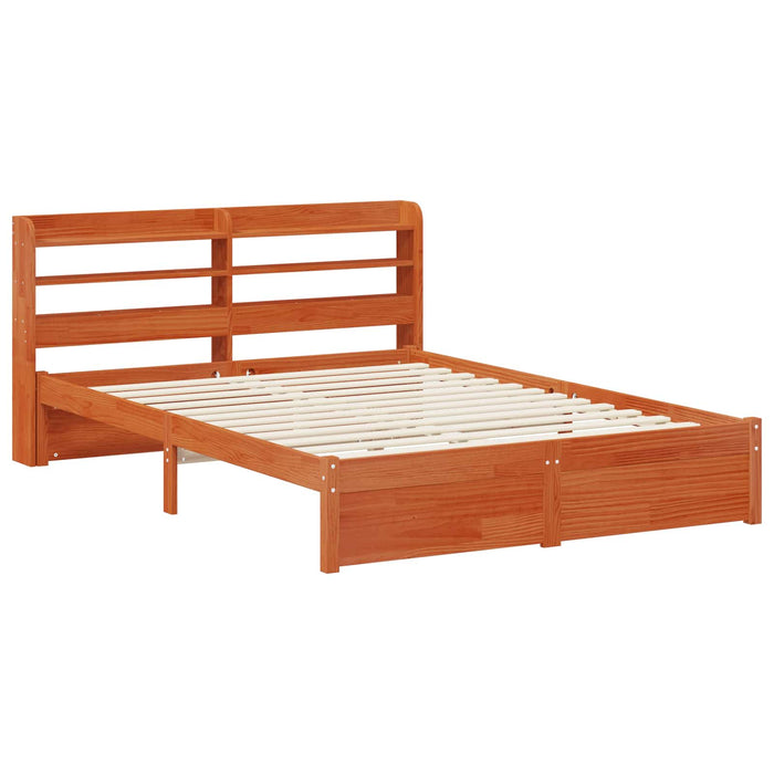 Cadru de pat cu headboard Maroniu cerat Lemn de pin masiv - WALTI WALTI
