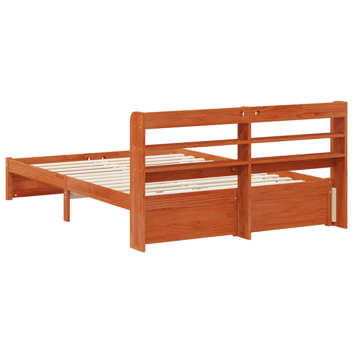 Cadru de pat cu headboard Maroniu cerat Lemn de pin masiv - WALTI WALTI