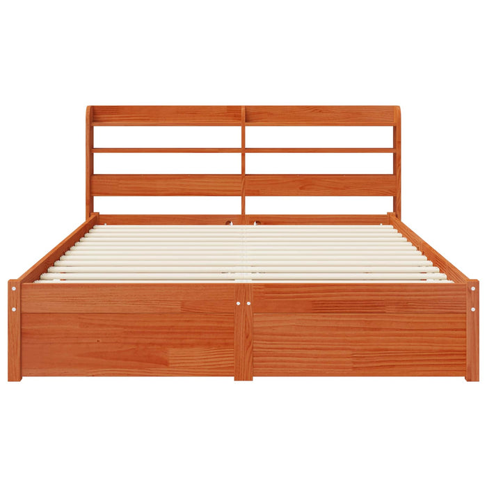 Cadru de pat cu headboard Maroniu cerat Lemn de pin masiv - WALTI WALTI