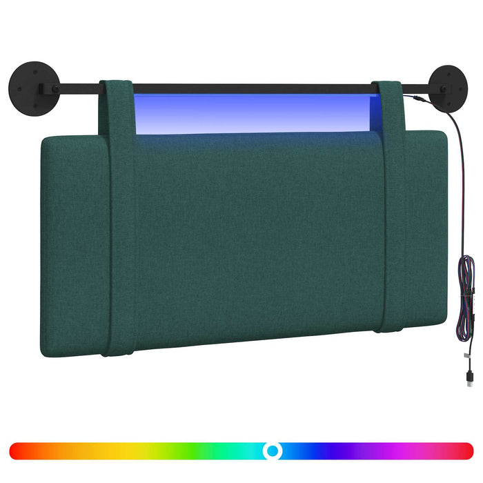 Tăblie de pat suspendată Cu lumină LED Verde închis Țesătură - WALTI WALTI