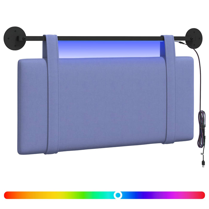 Tăblie de pat suspendată Cu lumină LED Albastru Jeans Țesătură - WALTI WALTI