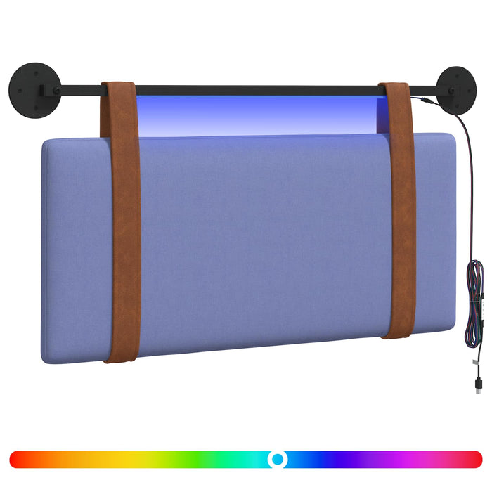 Tăblie de pat suspendată Cu lumină LED Albastru Jeans PU antic - WALTI WALTI
