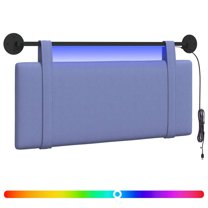 Tăblie de pat suspendată Cu lumină LED Albastru Jeans Țesătură - WALTI WALTI