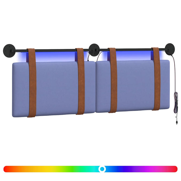 Tăblie de pat suspendată Cu lumină LED Albastru Jeans PU antic - WALTI WALTI
