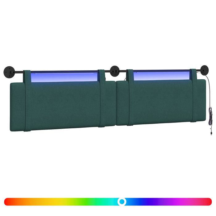 Tăblie de pat suspendată Cu lumină LED Verde închis Țesătură - WALTI WALTI