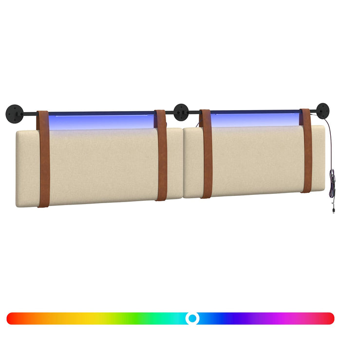 Tăblie de pat suspendată Cu lumină LED Crem PU antic - WALTI WALTI