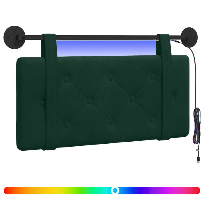 Tăblie de pat suspendată Cu lumină LED Verde închis Catifea - WALTI WALTI