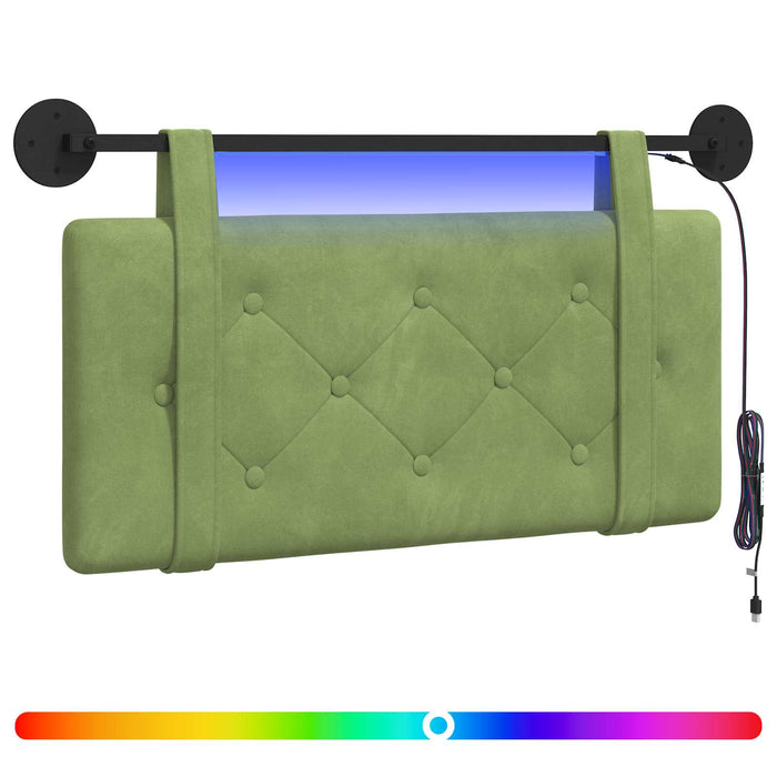 Tăblie de pat suspendată Cu lumină LED Verde deschis Catifea - WALTI WALTI