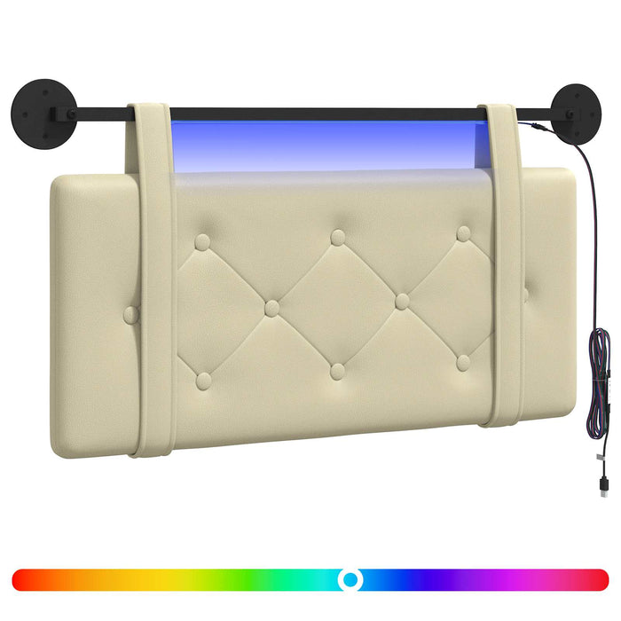 Tăblie de pat suspendată Cu lumină LED Crem Piele artificială - WALTI WALTI