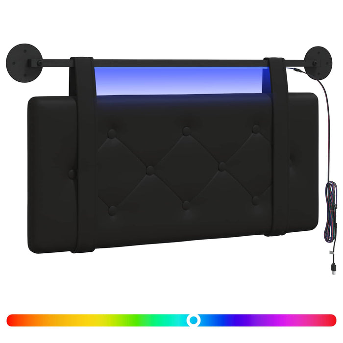Tăblie de pat suspendată Cu lumină LED Negru Piele artificială - WALTI WALTI